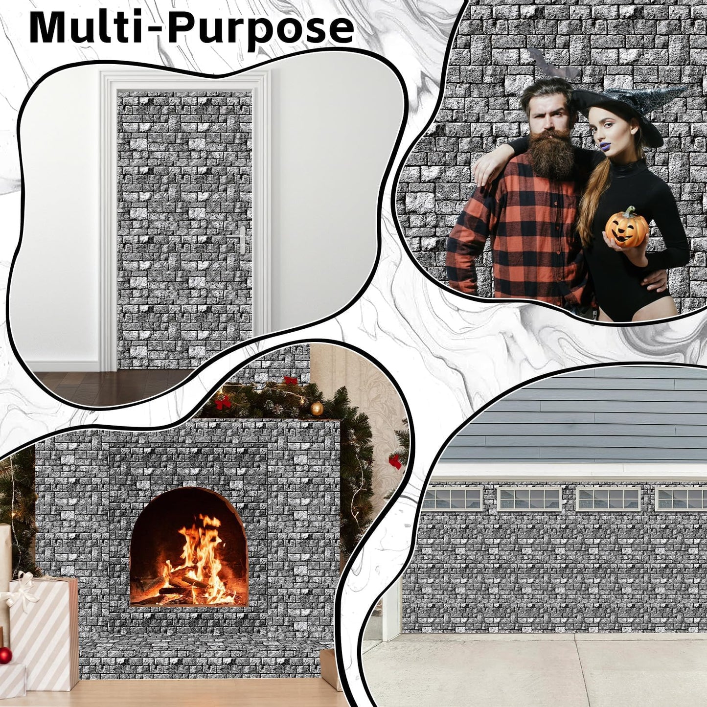 Party Greeting Brick Stone Wall Tablecloth Roll | 100ft x 51in Disposable Medieval Backdrop & Table Cover