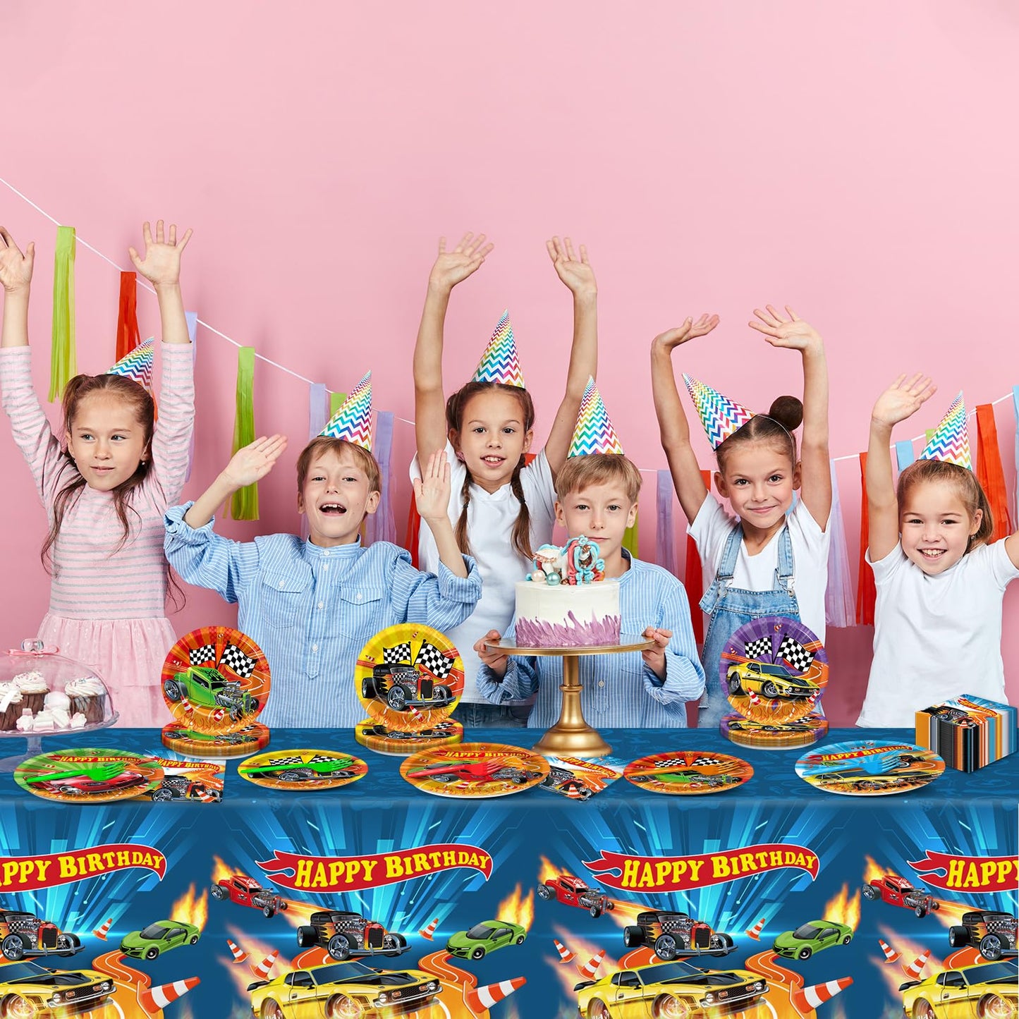 98 Pcs Race Car Party Supplies – 24 Guests Tableware Set | Party Greeting