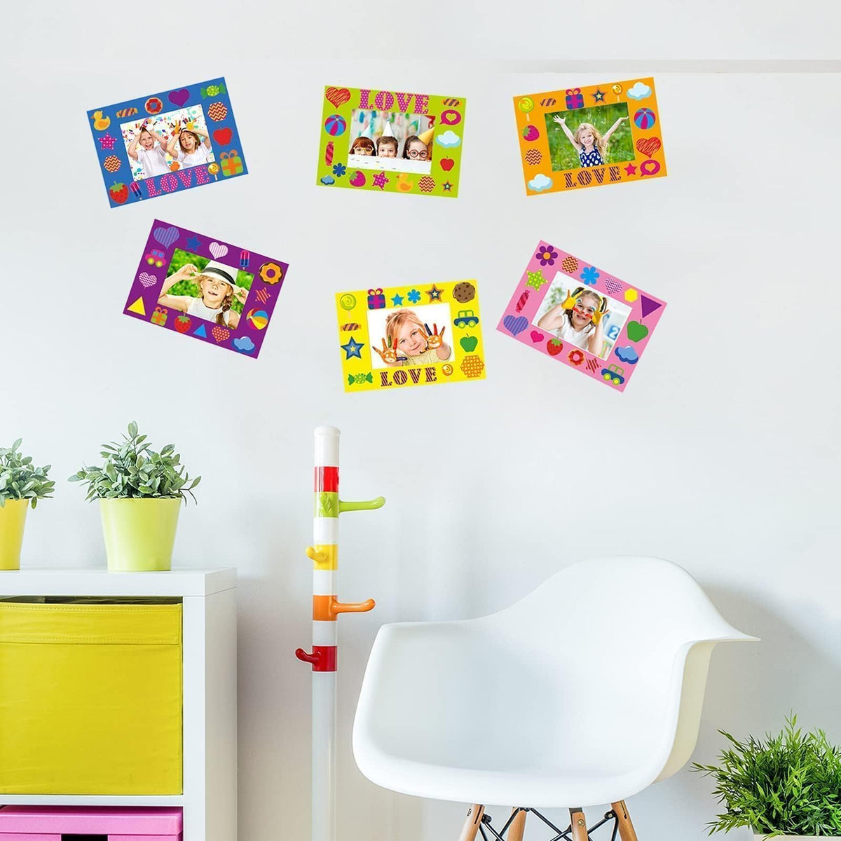 Party Greeting 30-Pack Picture Frame Craft Kit for Kids, DIY Foam Frames & Holiday Decor