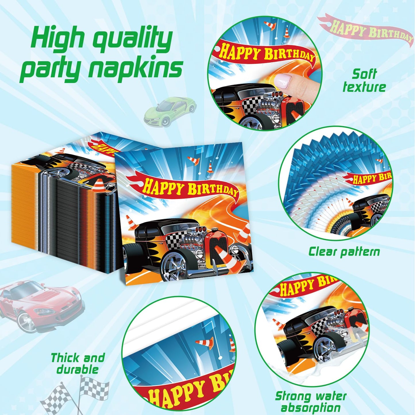 98 Pcs Race Car Party Supplies – 24 Guests Tableware Set | Party Greeting
