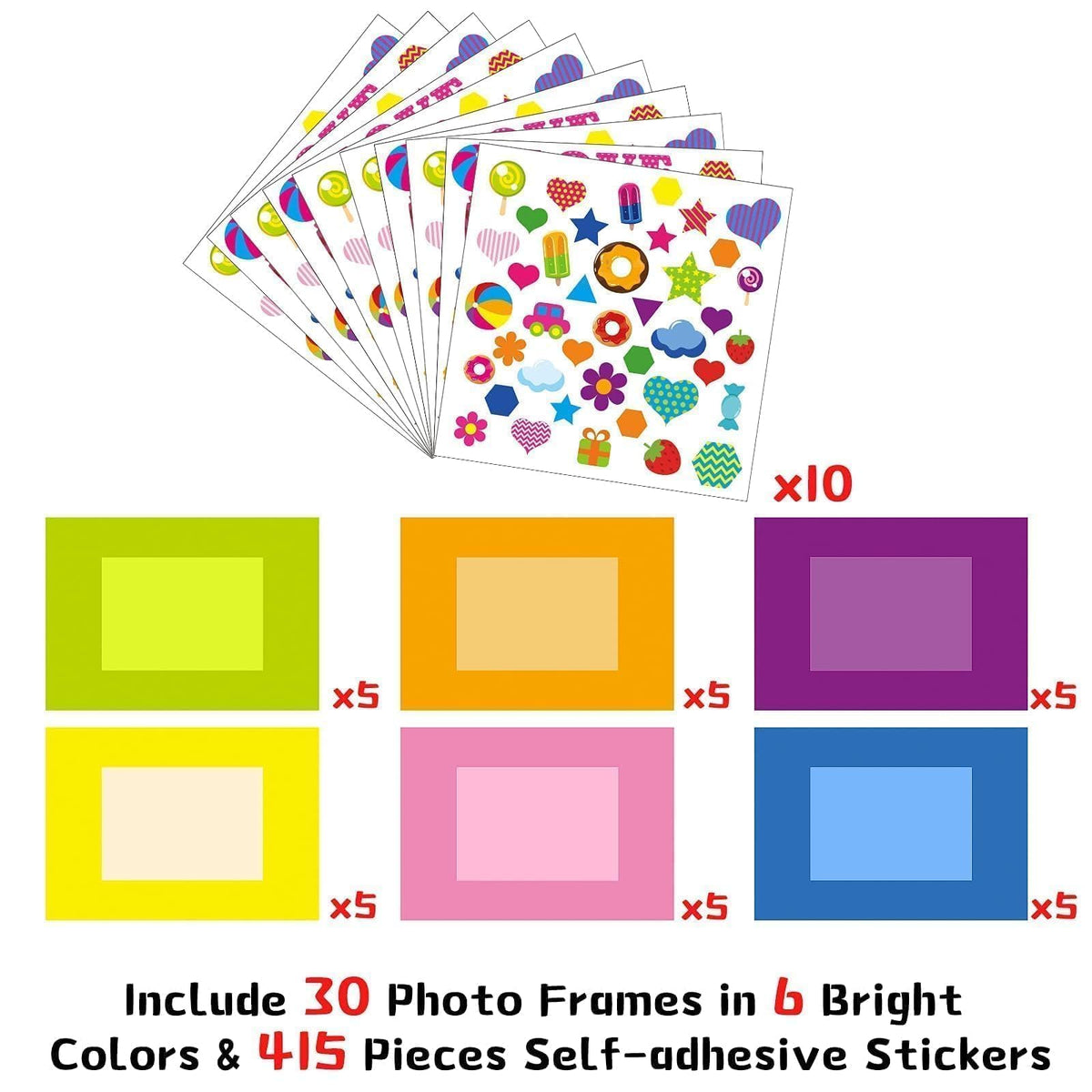 Party Greeting 30-Pack Picture Frame Craft Kit for Kids, DIY Foam Frames & Holiday Decor