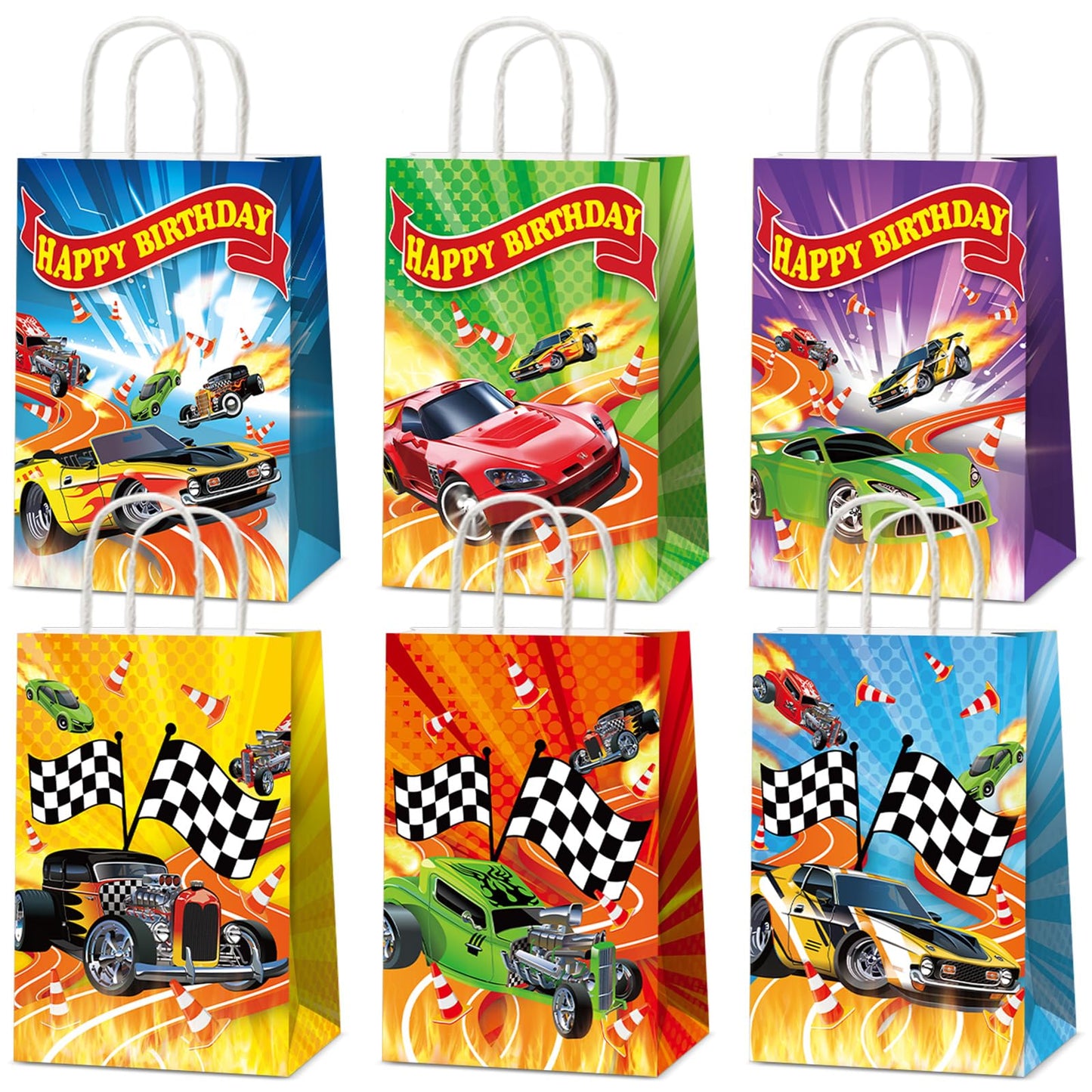 24Pcs Hot Car Birthday Party Favor Bags | Race Car Treat Bags by Party Greeting