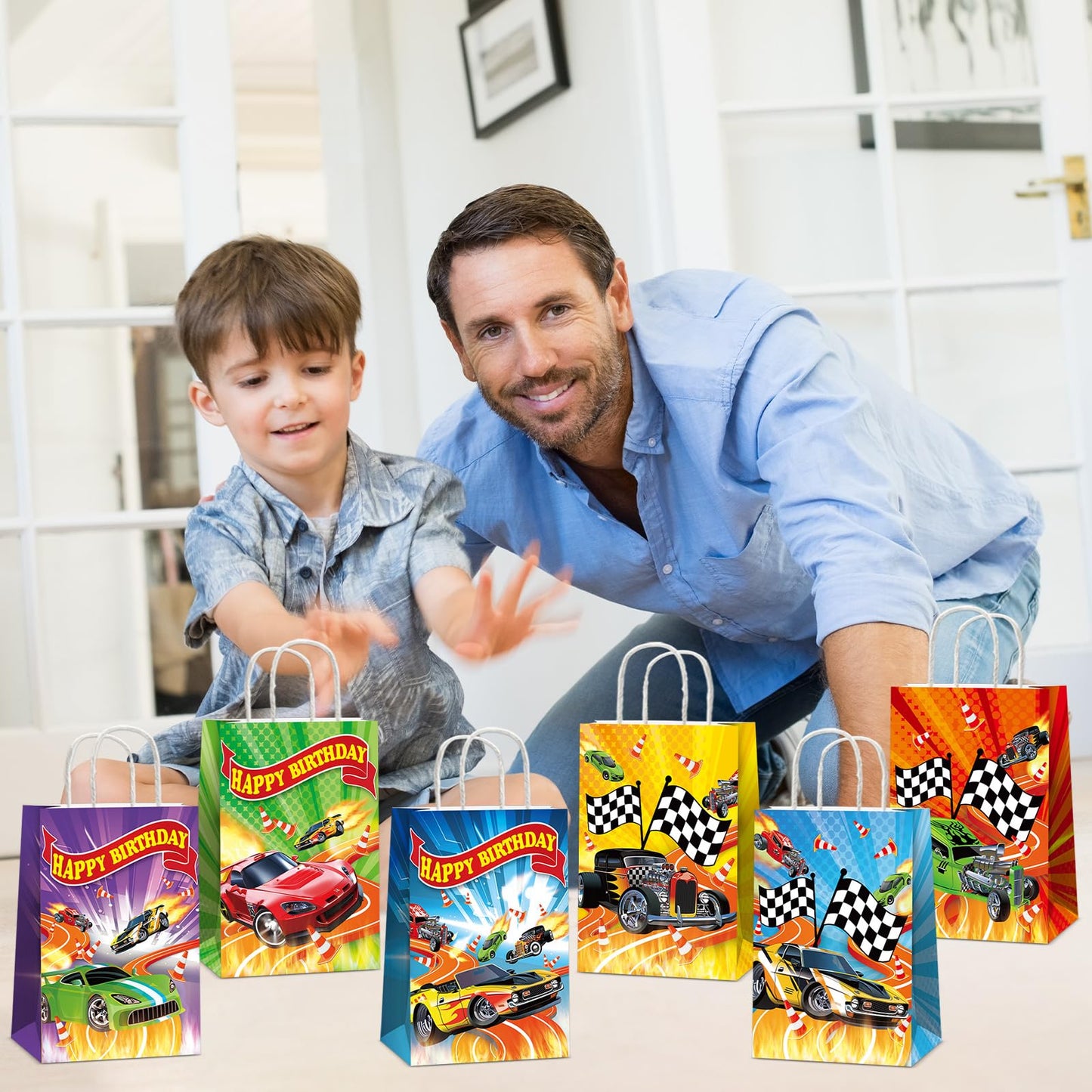 24Pcs Hot Car Birthday Party Favor Bags | Race Car Treat Bags by Party Greeting