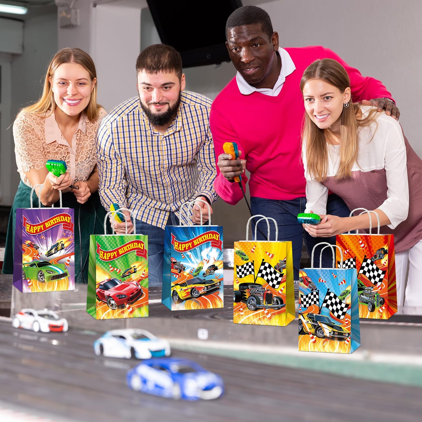 24Pcs Hot Car Birthday Party Favor Bags | Race Car Treat Bags by Party Greeting