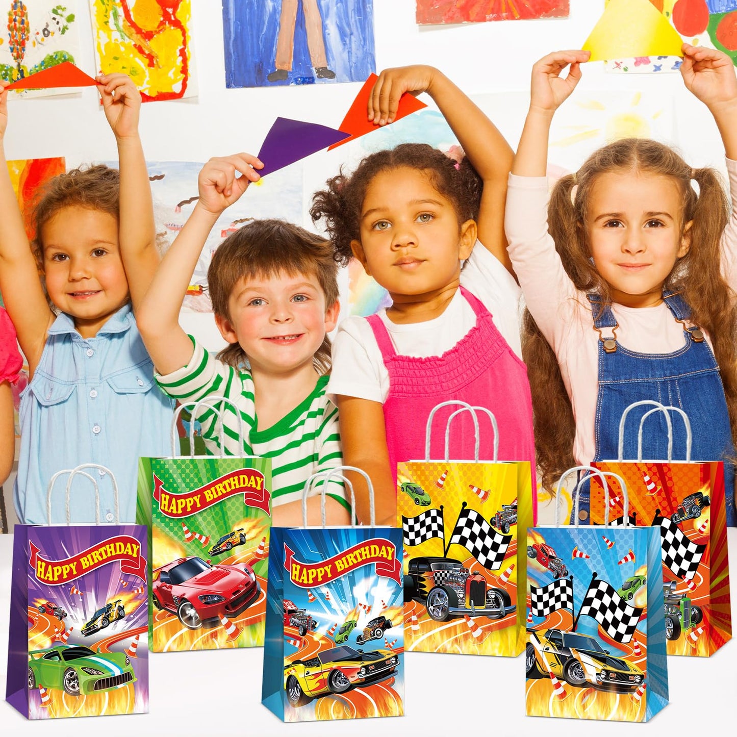 24Pcs Hot Car Birthday Party Favor Bags | Race Car Treat Bags by Party Greeting