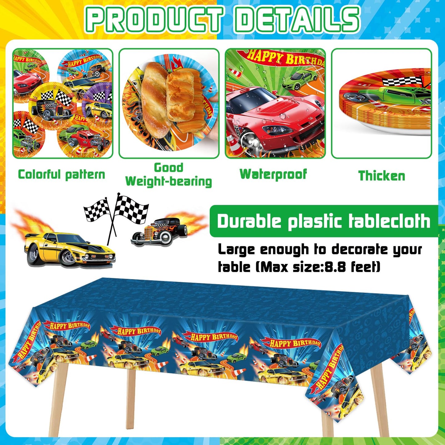 98 Pcs Race Car Party Supplies – 24 Guests Tableware Set | Party Greeting
