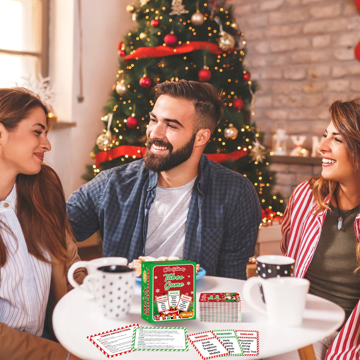 Party Greeting Christmas Taboo Game Cards – 108 Card Set for Holiday Party Fun