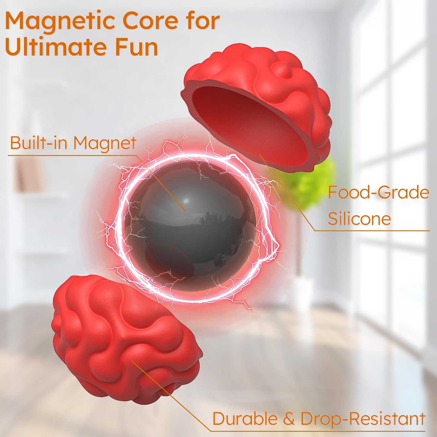 Party Tonight Silicone Magnetic Balls – 6-Piece Quiet Fidget Set for Adults & Teens | Multicolor