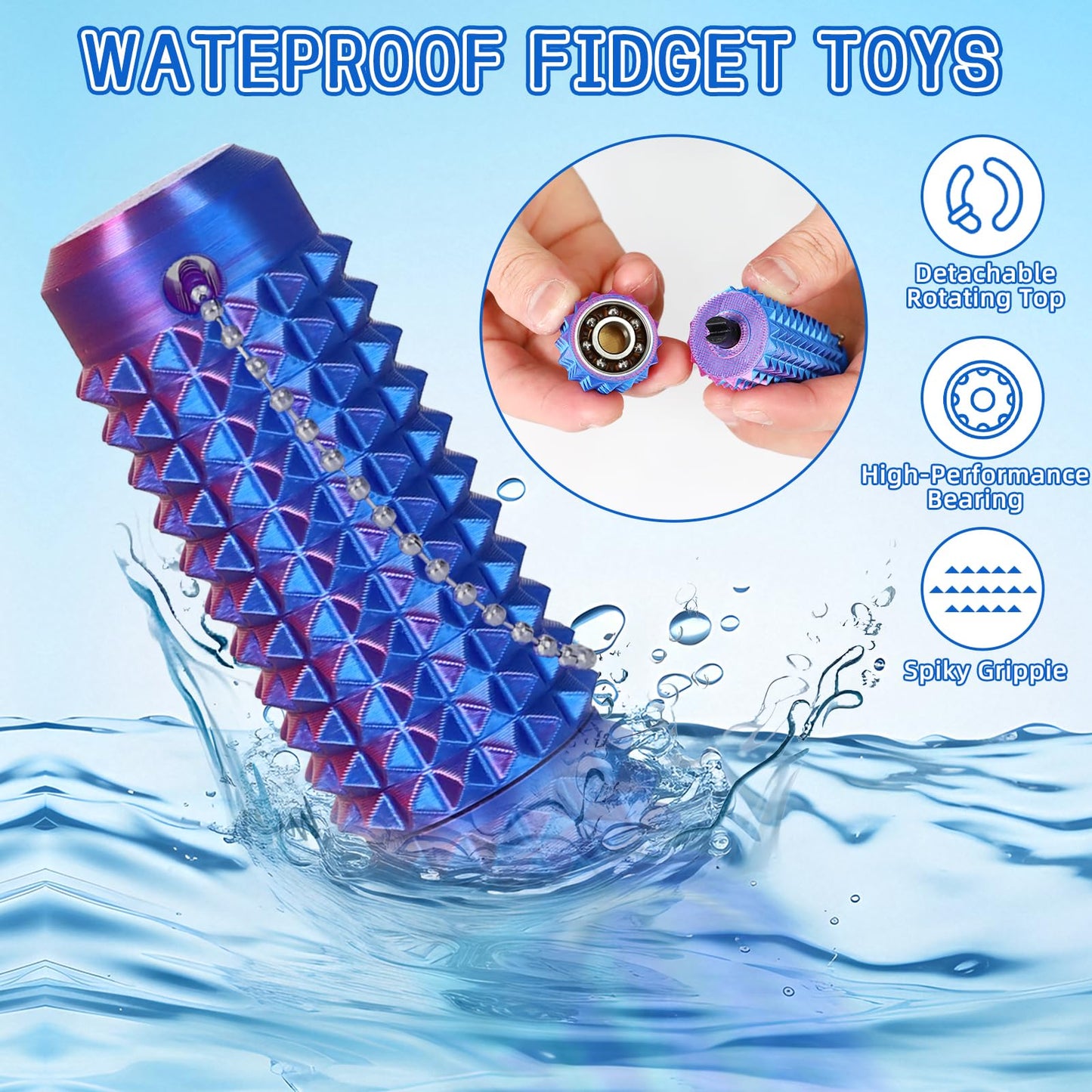 PARTY TONIGHT 2PCS Little Ouchies Pain Stim Fidget – Quiet 3D Printed Spiky Rollers for ADHD, Anxiety & Focus