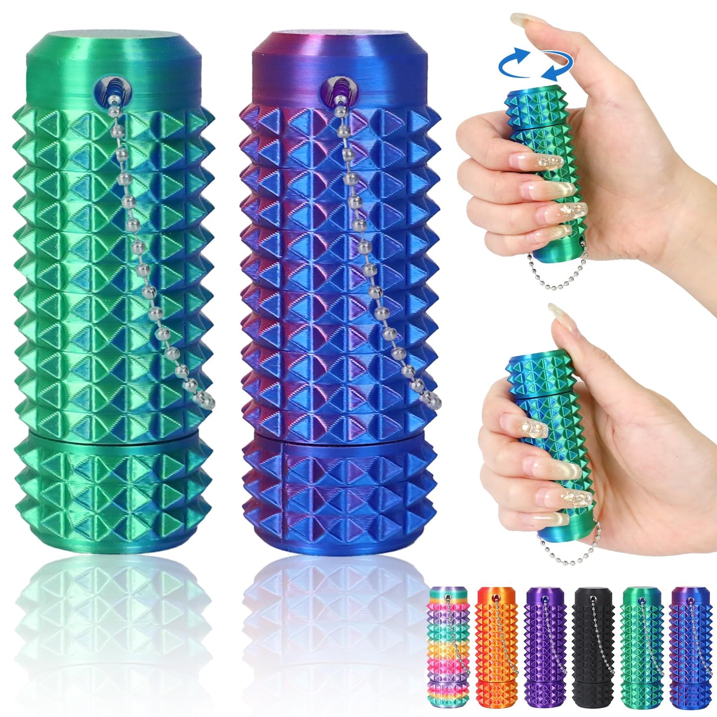PARTY TONIGHT 2PCS Little Ouchies Pain Stim Fidget – Quiet 3D Printed Spiky Rollers for ADHD, Anxiety & Focus