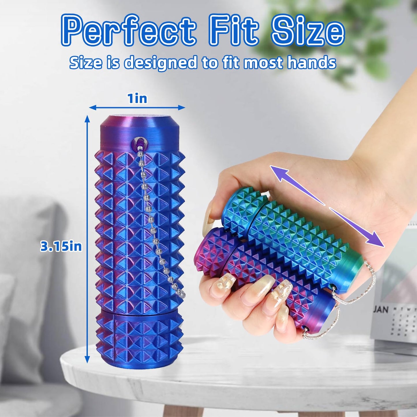 PARTY TONIGHT 2PCS Little Ouchies Pain Stim Fidget – Quiet 3D Printed Spiky Rollers for ADHD, Anxiety & Focus