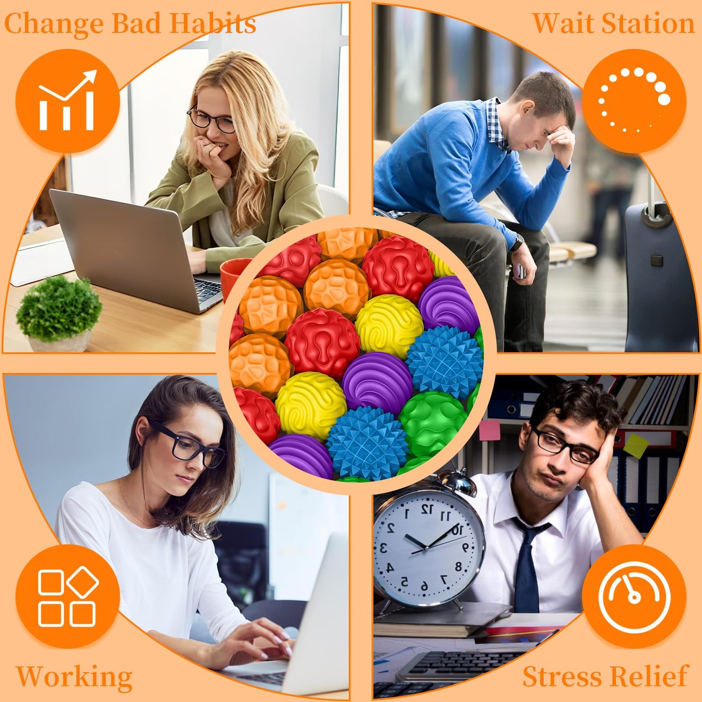 Party Tonight Silicone Magnetic Balls – 6-Piece Quiet Fidget Set for Adults & Teens | Multicolor