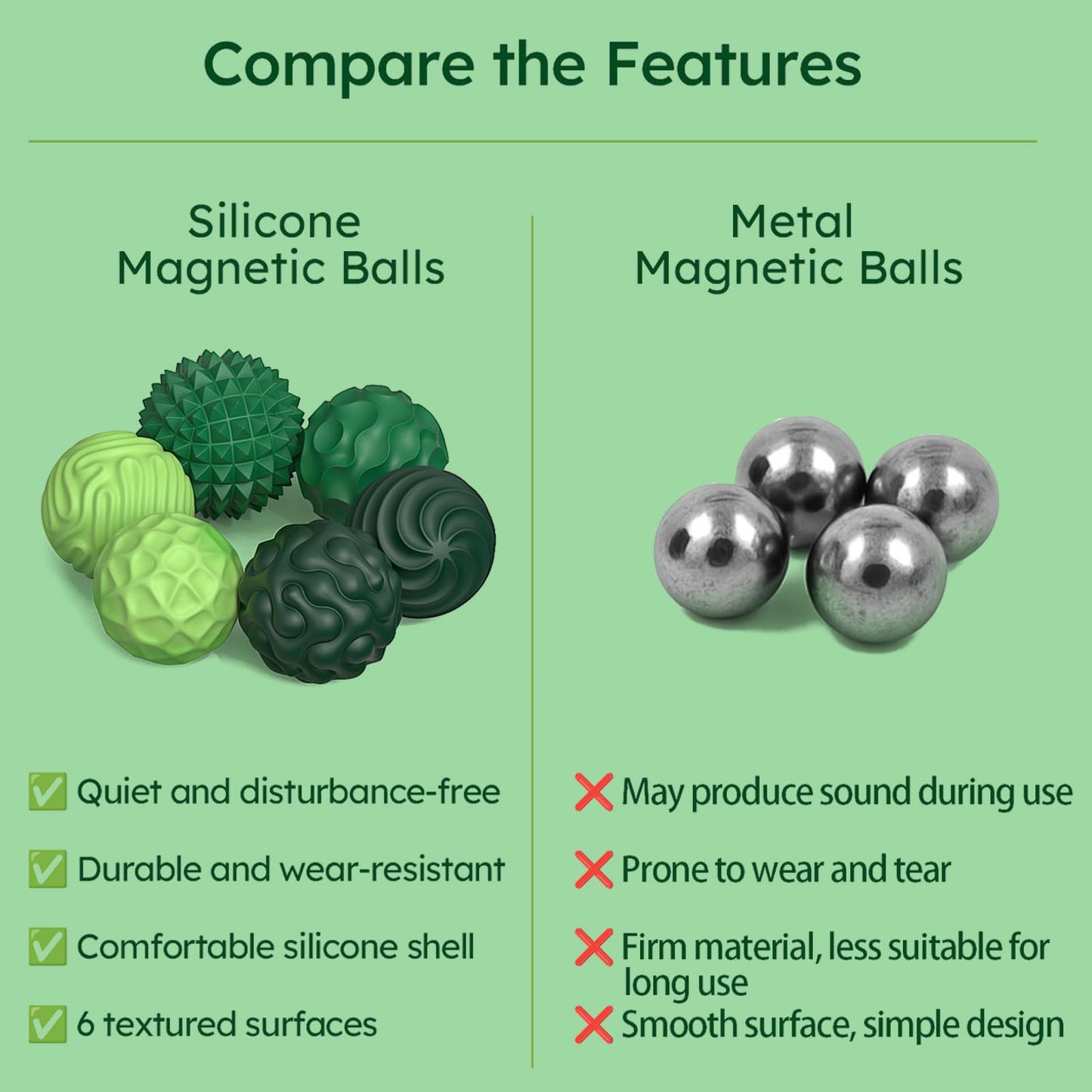 Party Tonight Silicone Magnetic Balls – 6-Piece Fidget Set for Focus