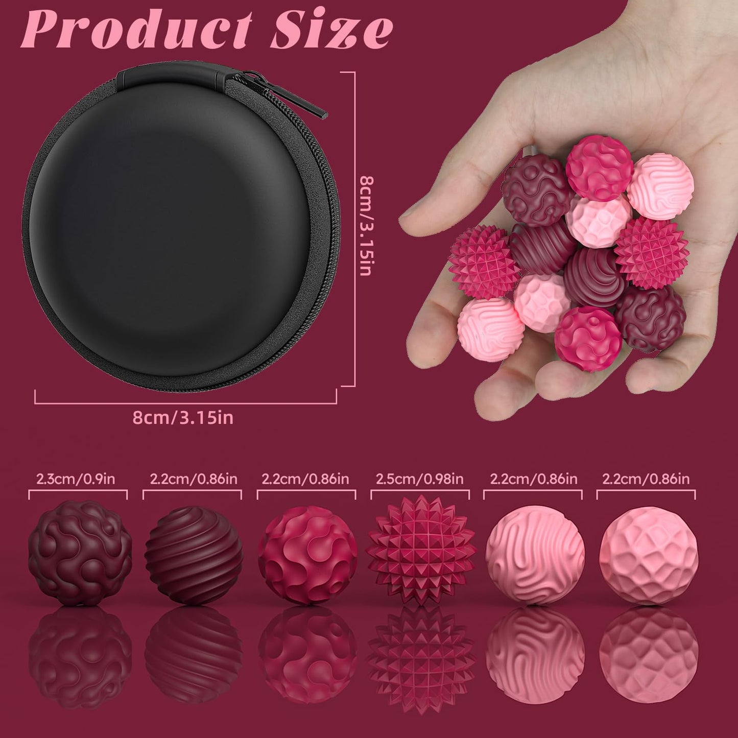 PARTY TONIGHT Silicone Magnetic Balls – 6-Piece Fidget Set for Adults & Teens | Quiet Textured Desk Toys