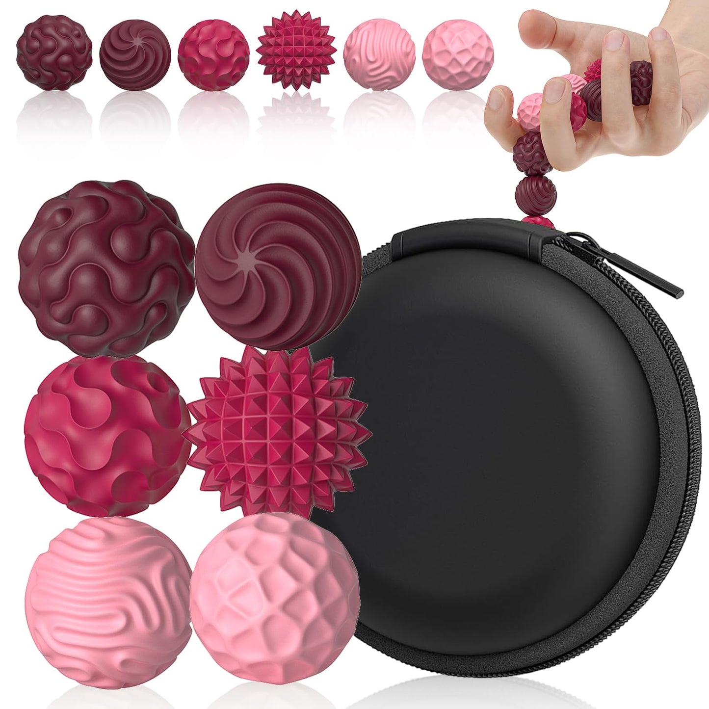 PARTY TONIGHT Silicone Magnetic Balls – 6-Piece Fidget Set for Adults & Teens | Quiet Textured Desk Toys