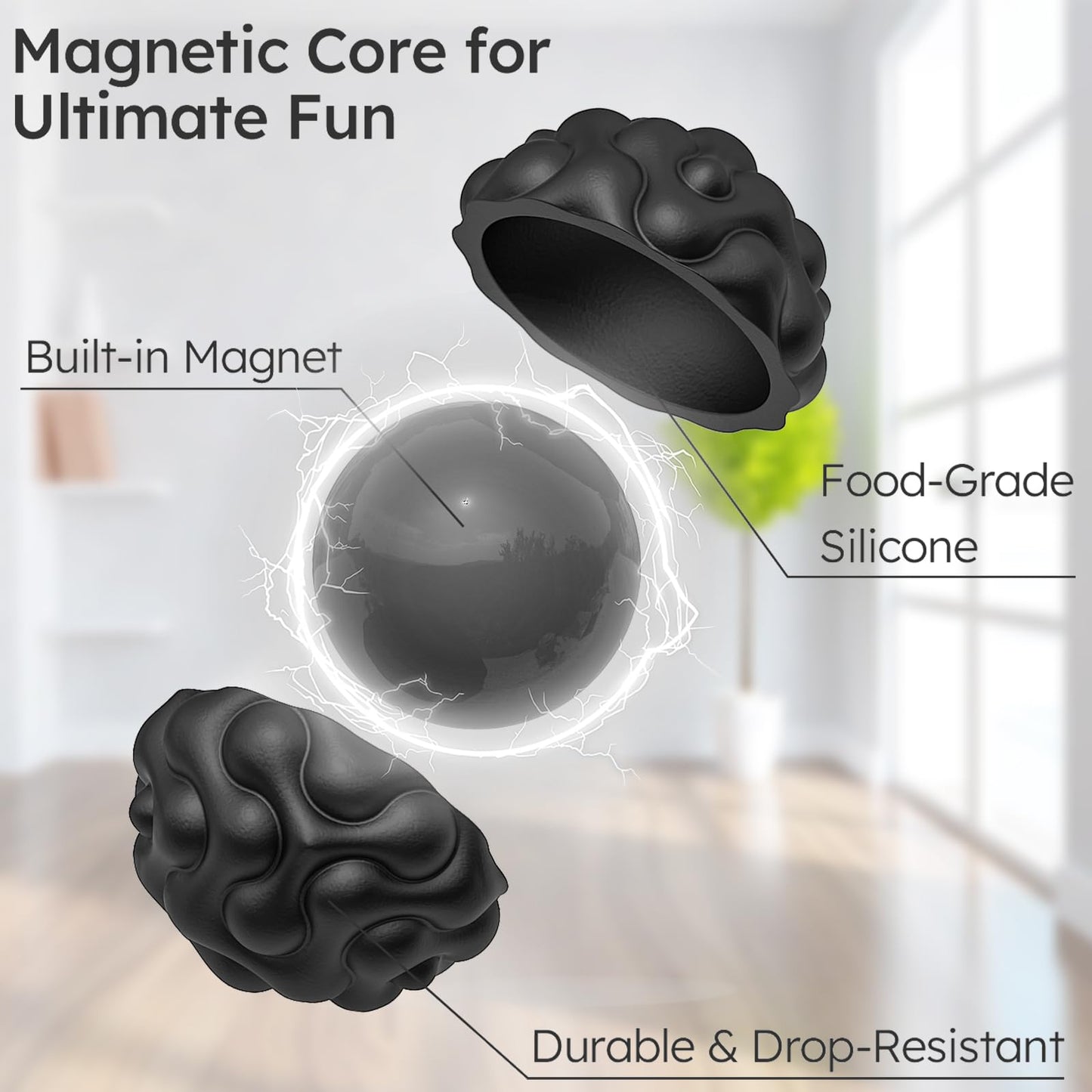 Party Tonight Silicone Magnetic Balls – 6pc Quiet Textured Fidget Set