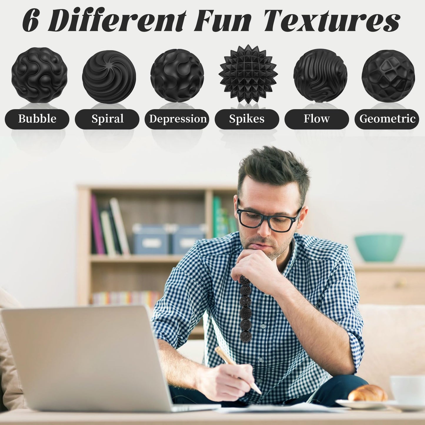 Party Tonight Silicone Magnetic Balls – 6pc Quiet Textured Fidget Set