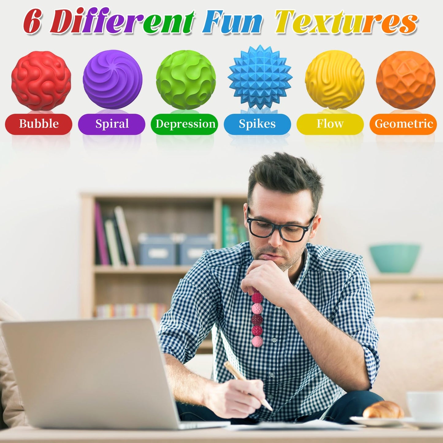 Party Tonight Silicone Magnetic Balls – 6-Piece Quiet Fidget Set for Adults & Teens | Multicolor