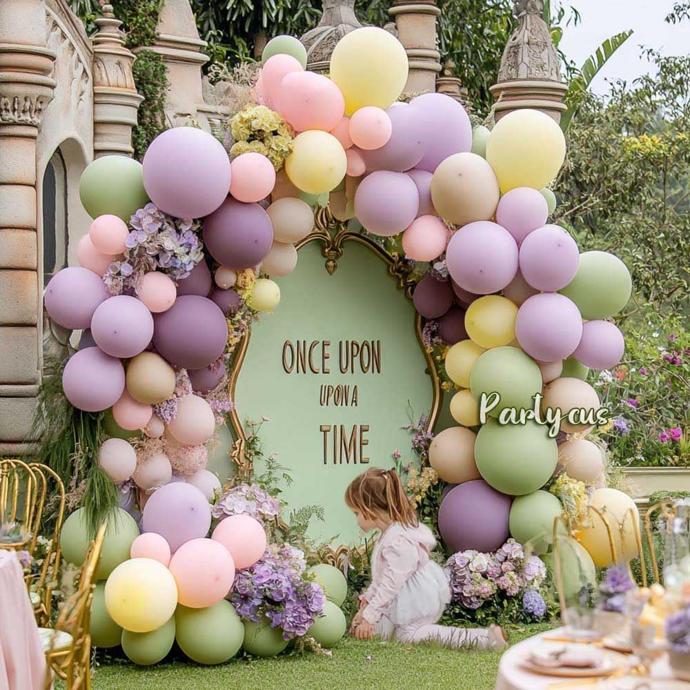 Partycus Purple Green Pink Balloon Arch Kit | Double Stuffed Pastel Garland for Baby Shower, Wedding & Birthday