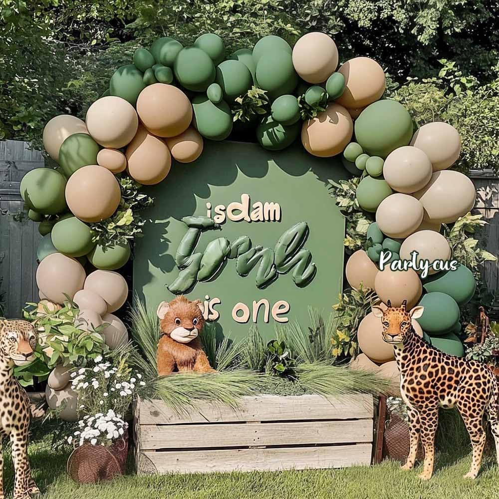 Partycus Sage Green Brown Balloon Arch Kit – Double Stuffed Neutral Garland for Baby Shower, Safari, and More