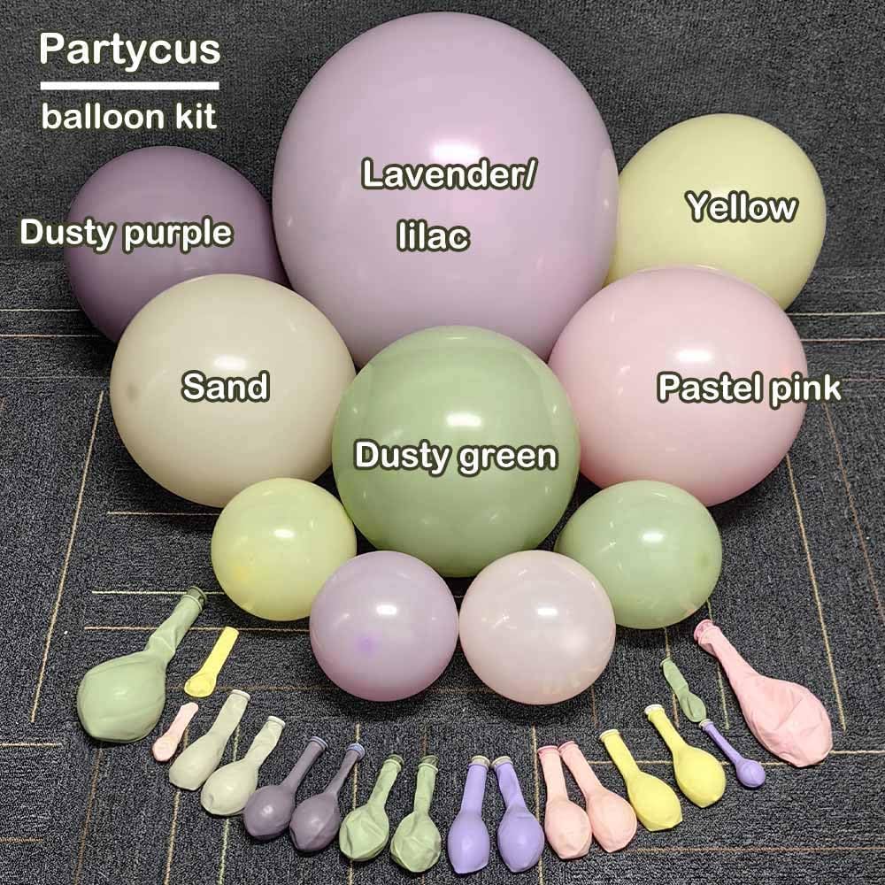 Partycus Purple Green Pink Balloon Arch Kit | Double Stuffed Pastel Garland for Baby Shower, Wedding & Birthday