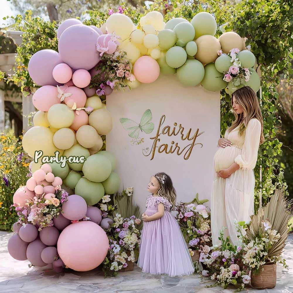 Partycus Purple Green Pink Balloon Arch Kit | Double Stuffed Pastel Garland for Baby Shower, Wedding & Birthday