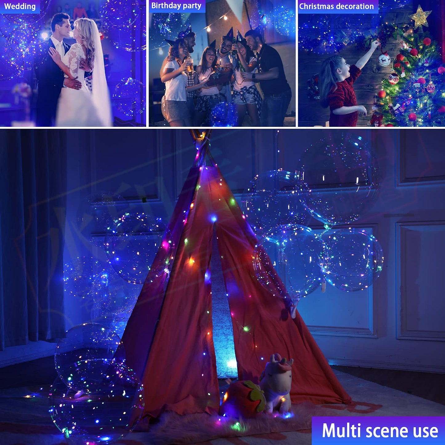 PartyFun4u 18-Pack LED Balloons — Batteries Included, 3 Modes, 24" Latex for Weddings & Parties