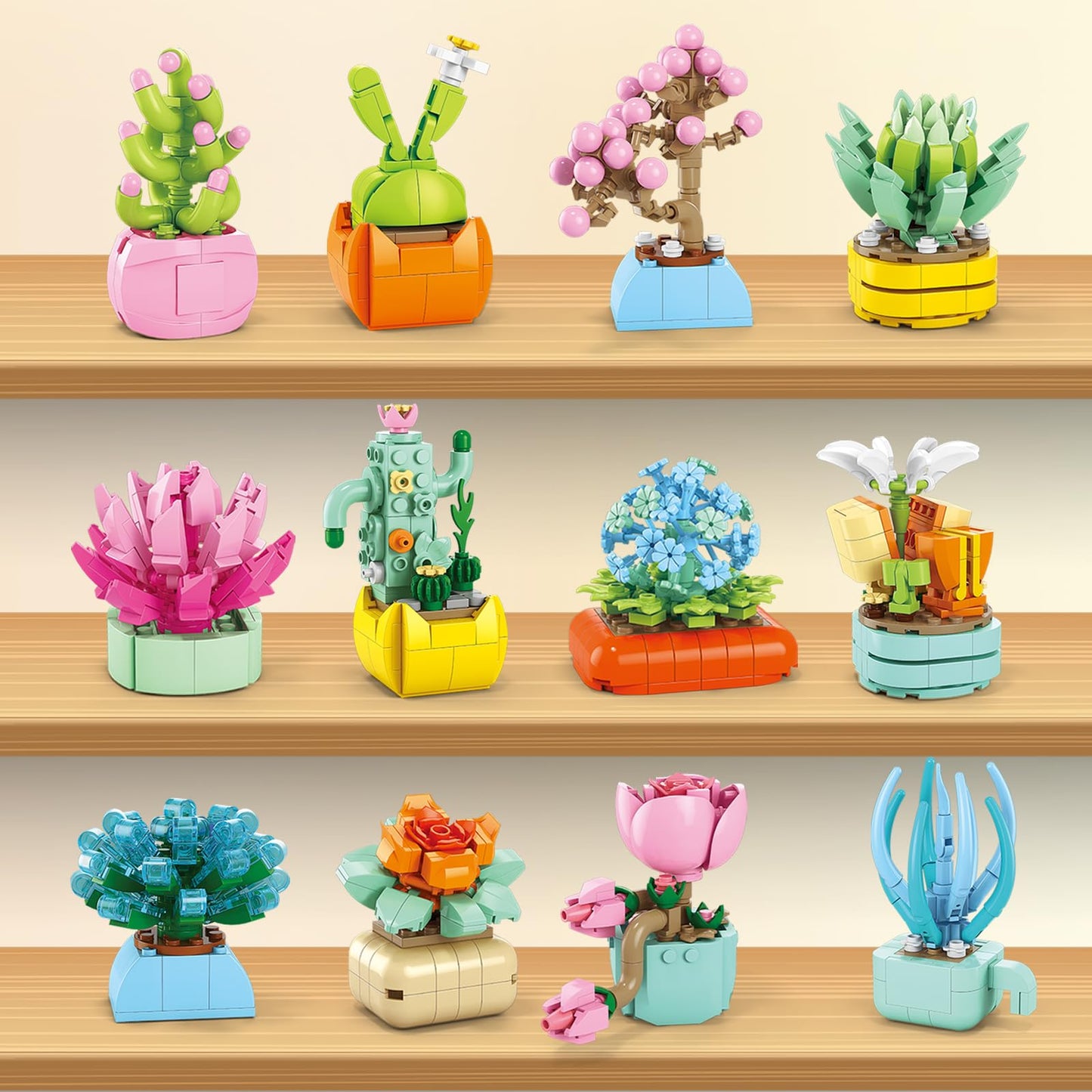 Partylamb Valentines Day Gifts for Kids – 24 Succulents Building Blocks with Valentines Cards