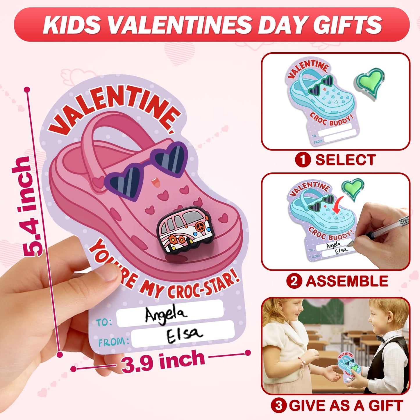 Partyloud 36-Pack Valentines Cards for Kids with Car Shoe Charms
