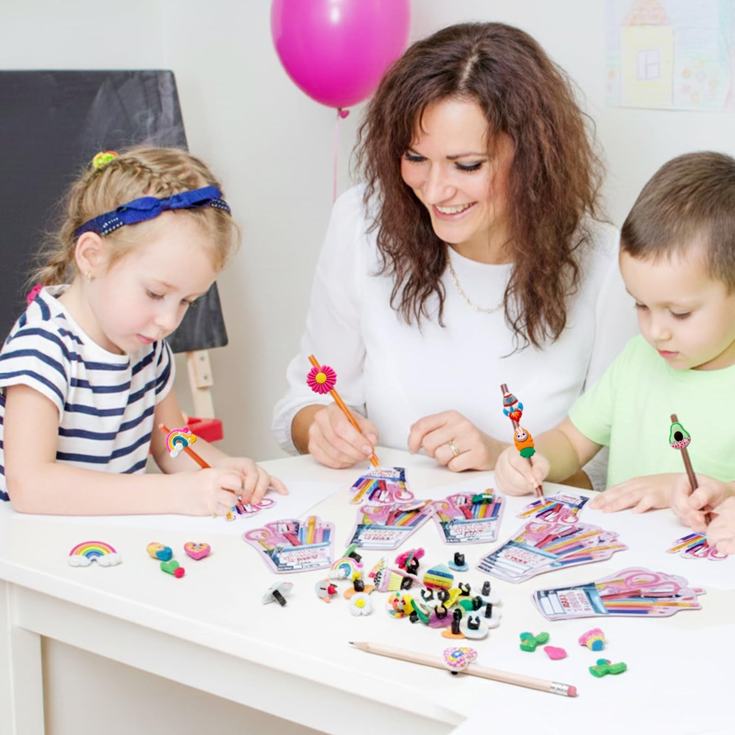 PartyLOUD Valentines Day Cards for Kids – Pencil Toppers for Classroom Exchange & School Parties