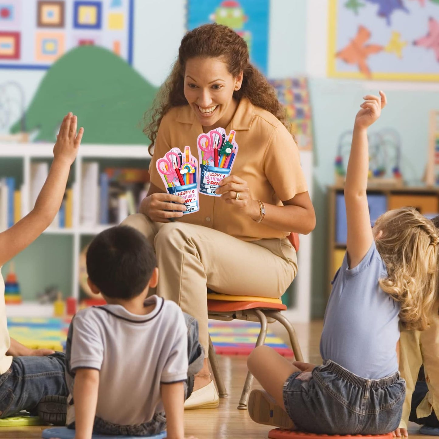 PartyLOUD Valentines Day Cards for Kids – Pencil Toppers for Classroom Exchange & School Parties