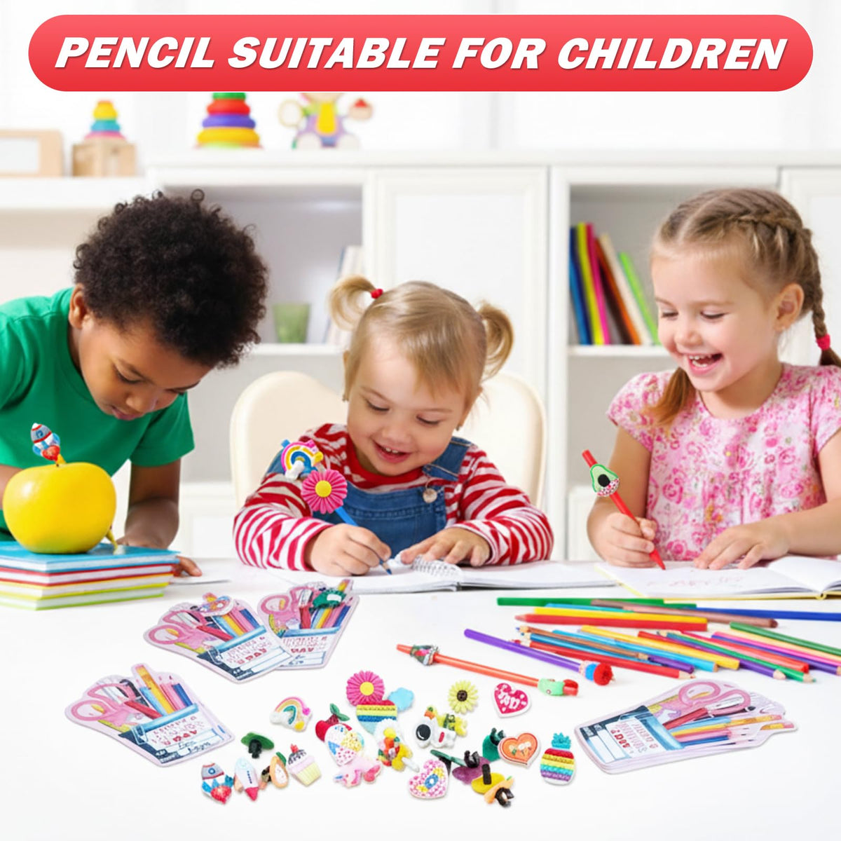 PartyLOUD Valentines Day Cards for Kids – Pencil Toppers for Classroom Exchange & School Parties
