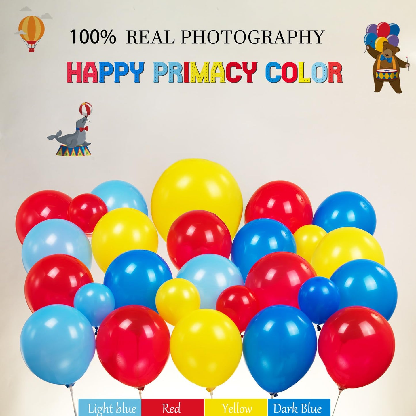 PartyMigo Carnival Theme Decorations – Balloons, Striped Banner, Backdrop & Signposts