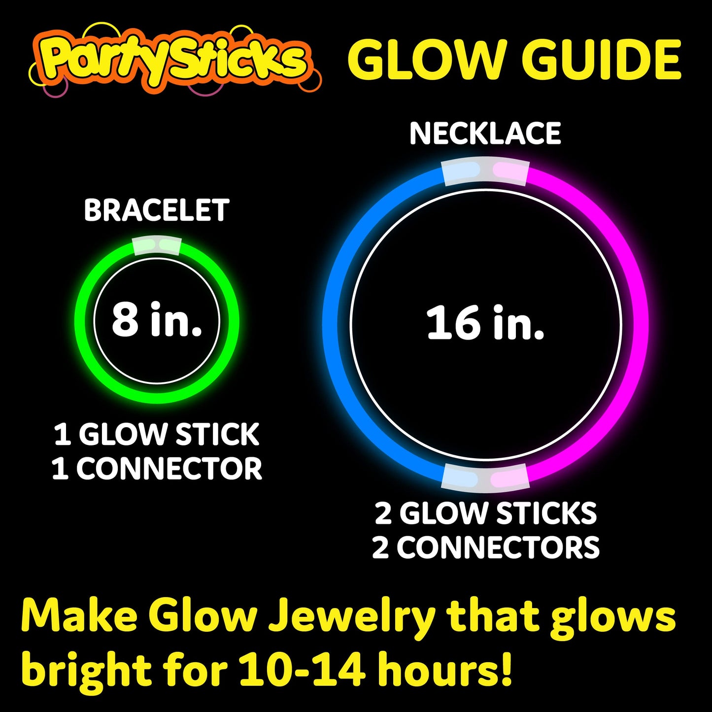 PartySticks Glow Sticks 1000 Pack – 8-Inch Neon Glow, Waterproof, Connectors