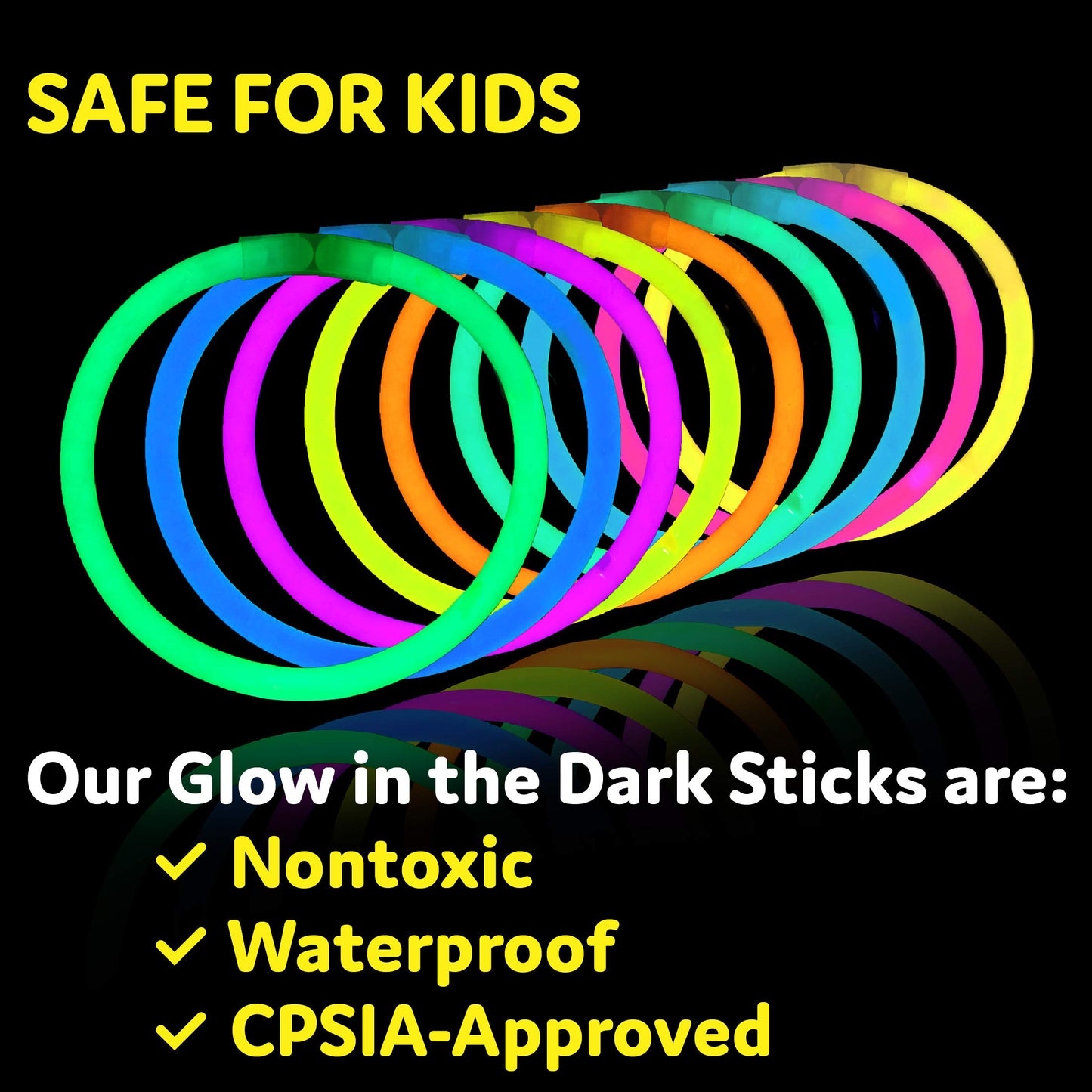 PartySticks Glow Sticks 100pk – 8 Inch Glow in the Dark Party Favors