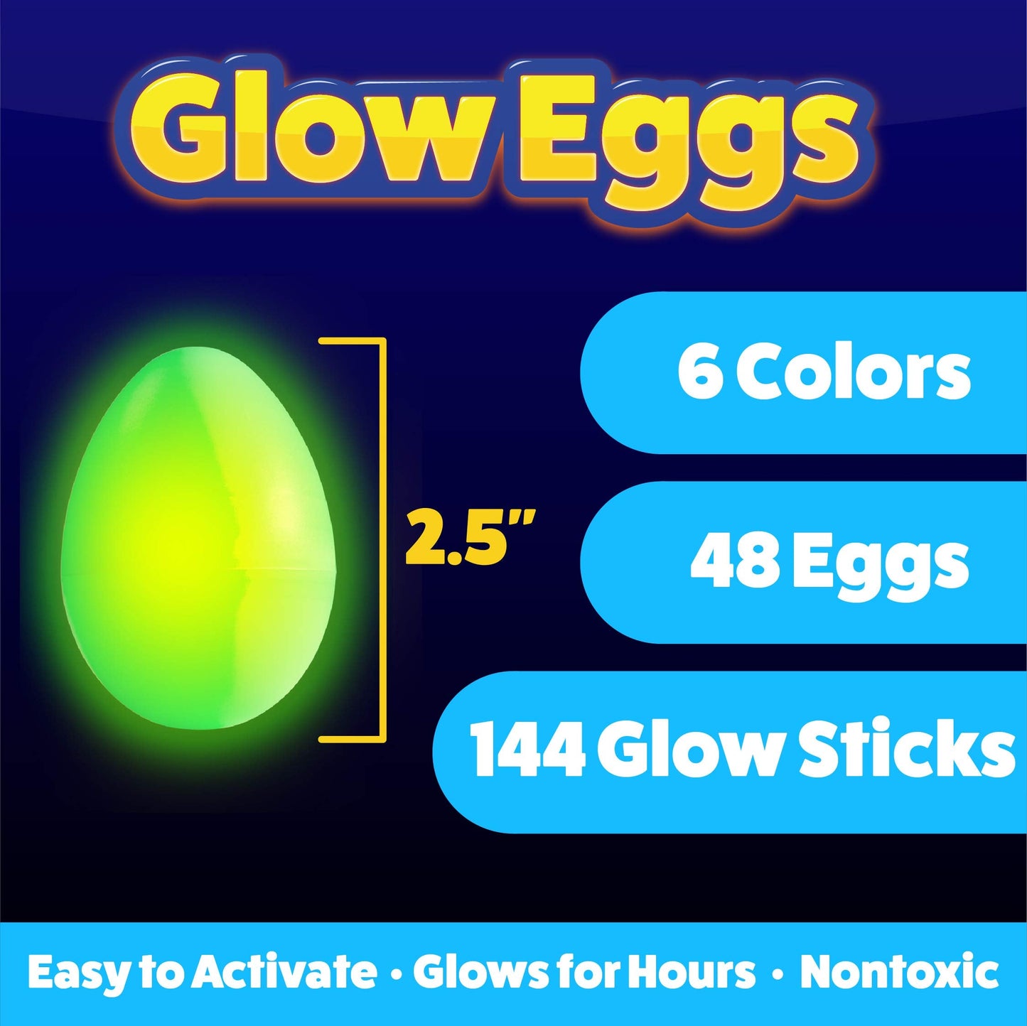 PartySticks: 48 Easter Glow Eggs + 144 Mini Glow Sticks — 192pcs Glow-in-the-Dark Fun for Easter Hunts, Parties & Prizes