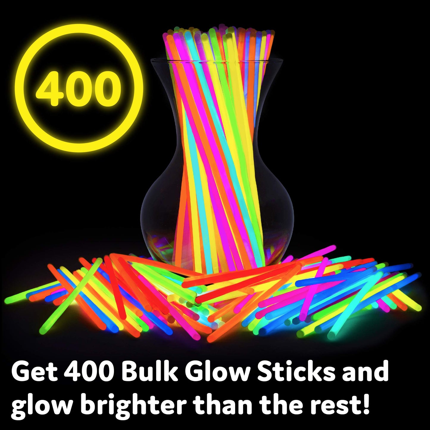 PartySticks Ultra Bright Glow Sticks – 400 Pack, 8-inch Glow Party Supplies