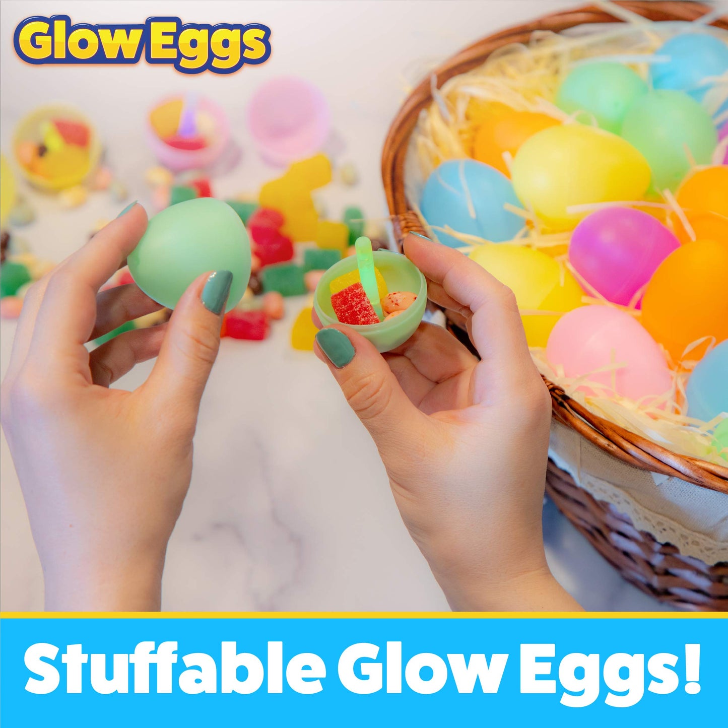 PartySticks: 48 Easter Glow Eggs + 144 Mini Glow Sticks — 192pcs Glow-in-the-Dark Fun for Easter Hunts, Parties & Prizes