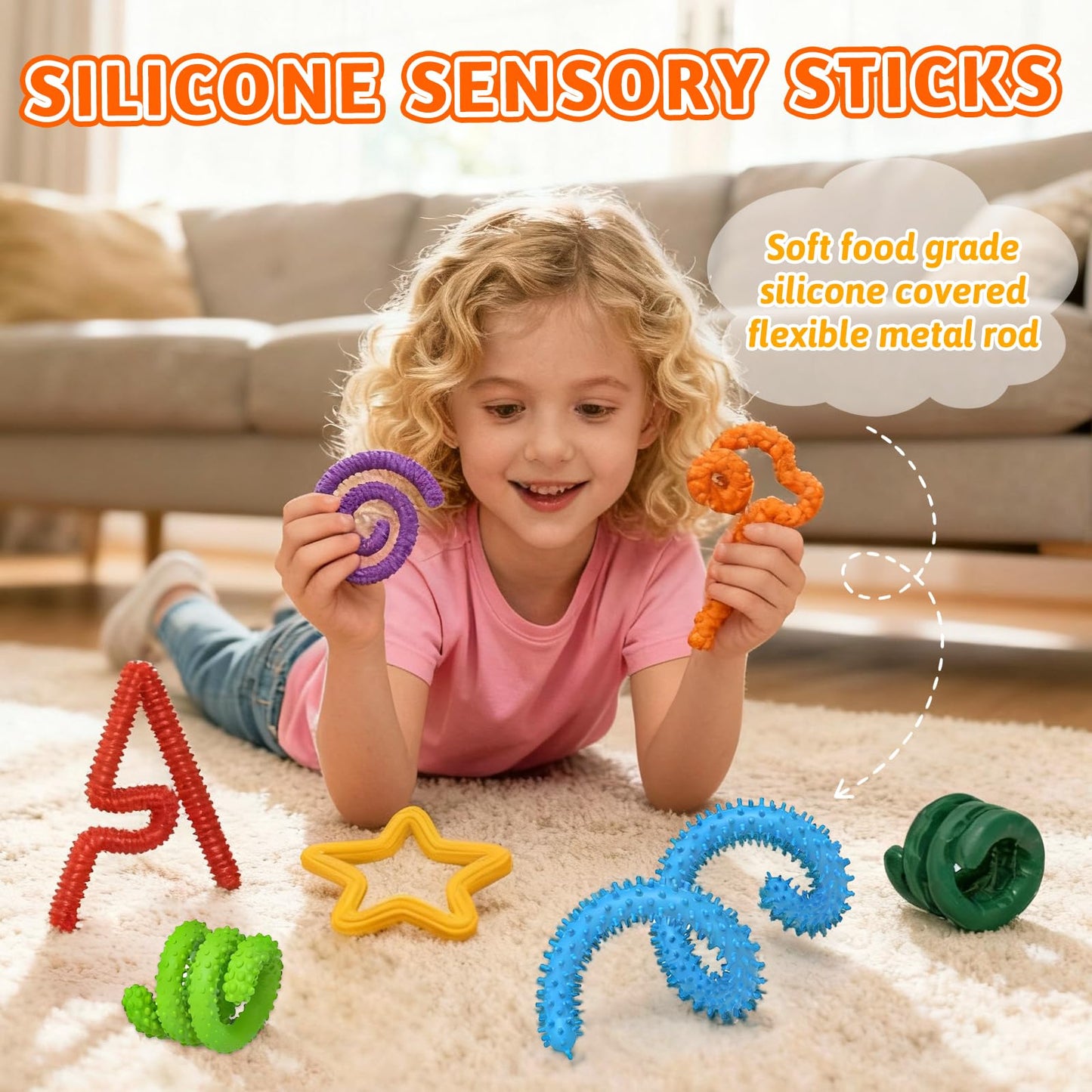 PARTY TONIGHT 8 Pack Fidget Toys – Sensory Sticks for Calming, Focus, Travel