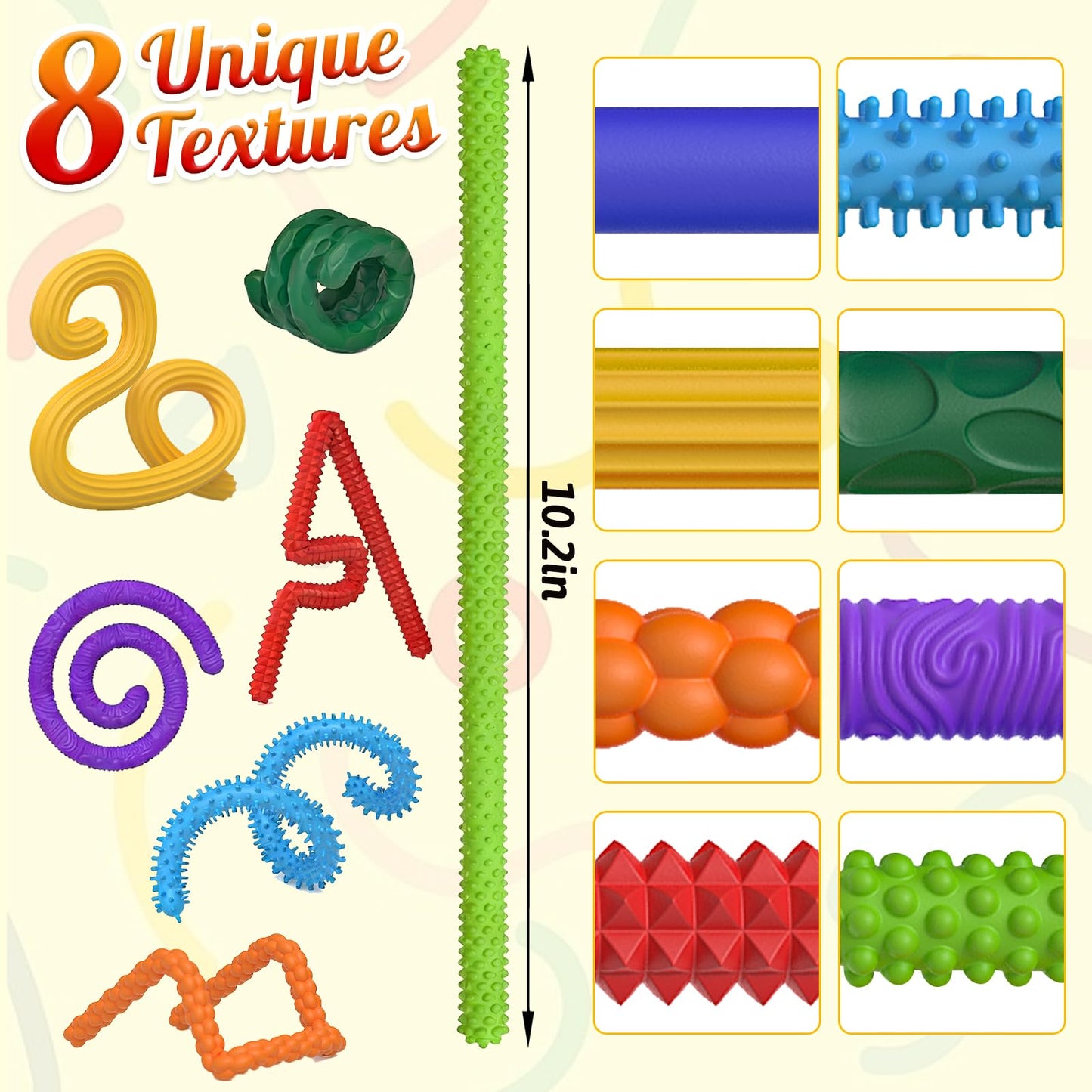 PARTY TONIGHT 8 Pack Fidget Toys – Sensory Sticks for Calming, Focus, Travel