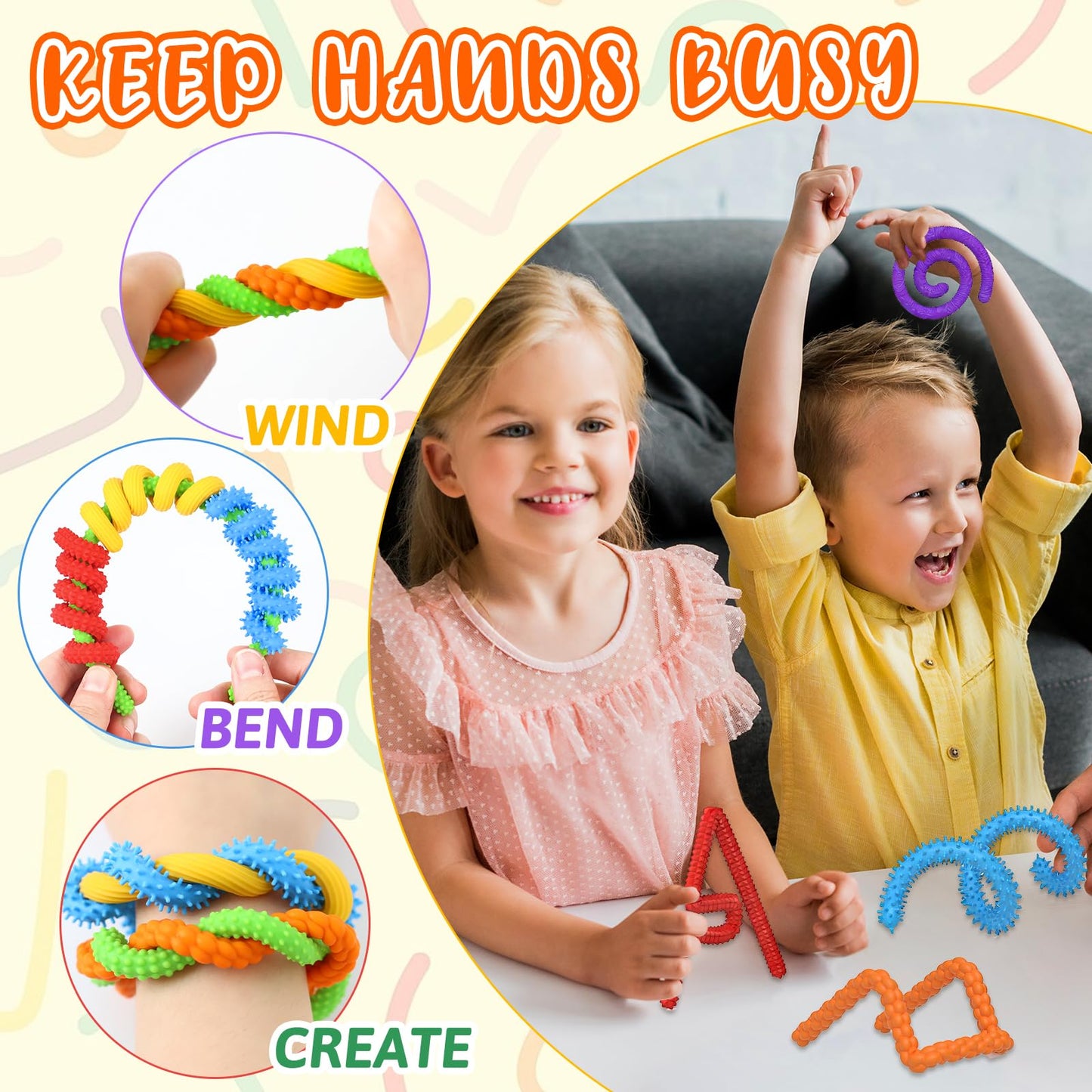 PARTY TONIGHT 8 Pack Fidget Toys – Sensory Sticks for Calming, Focus, Travel