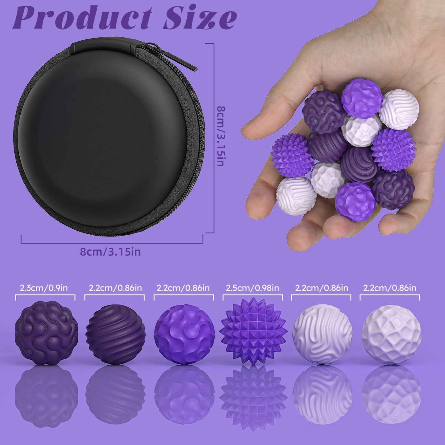PARTY TONIGHT Silicone Magnetic Balls – 6-Piece Fidget Toy Set (Purple)