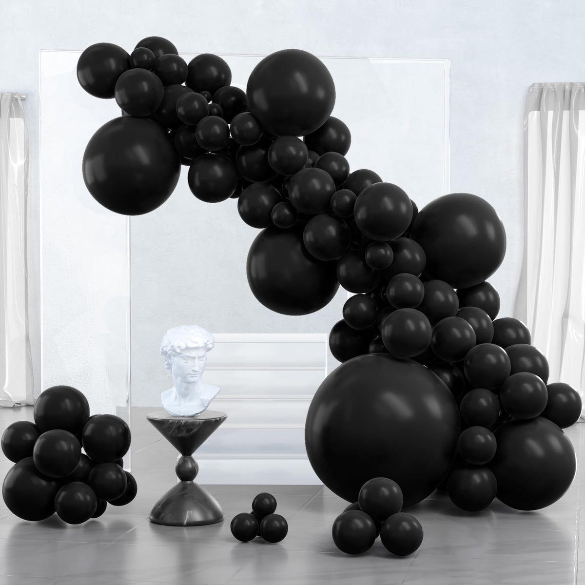 PartyWoo Black Balloons – 127 Pcs Matte Latex Balloon Set for Arch Garlands (36/18/12/10/5 In)
