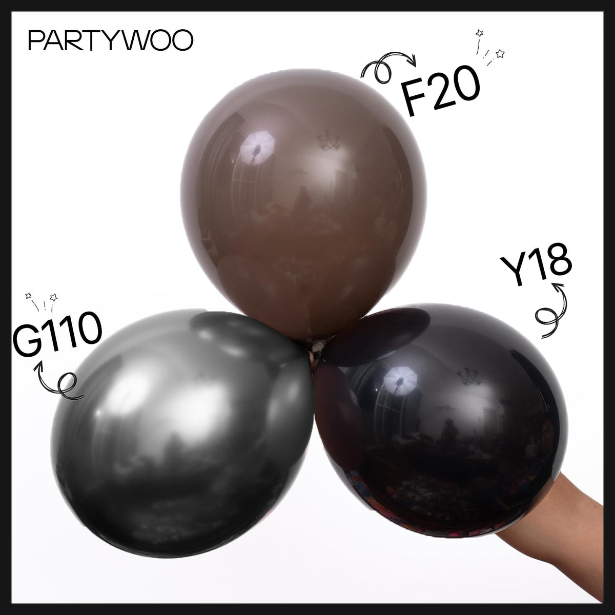 PartyWoo Black Balloons – 127 Pcs Matte Latex Balloon Set for Arch Garlands (36/18/12/10/5 In)