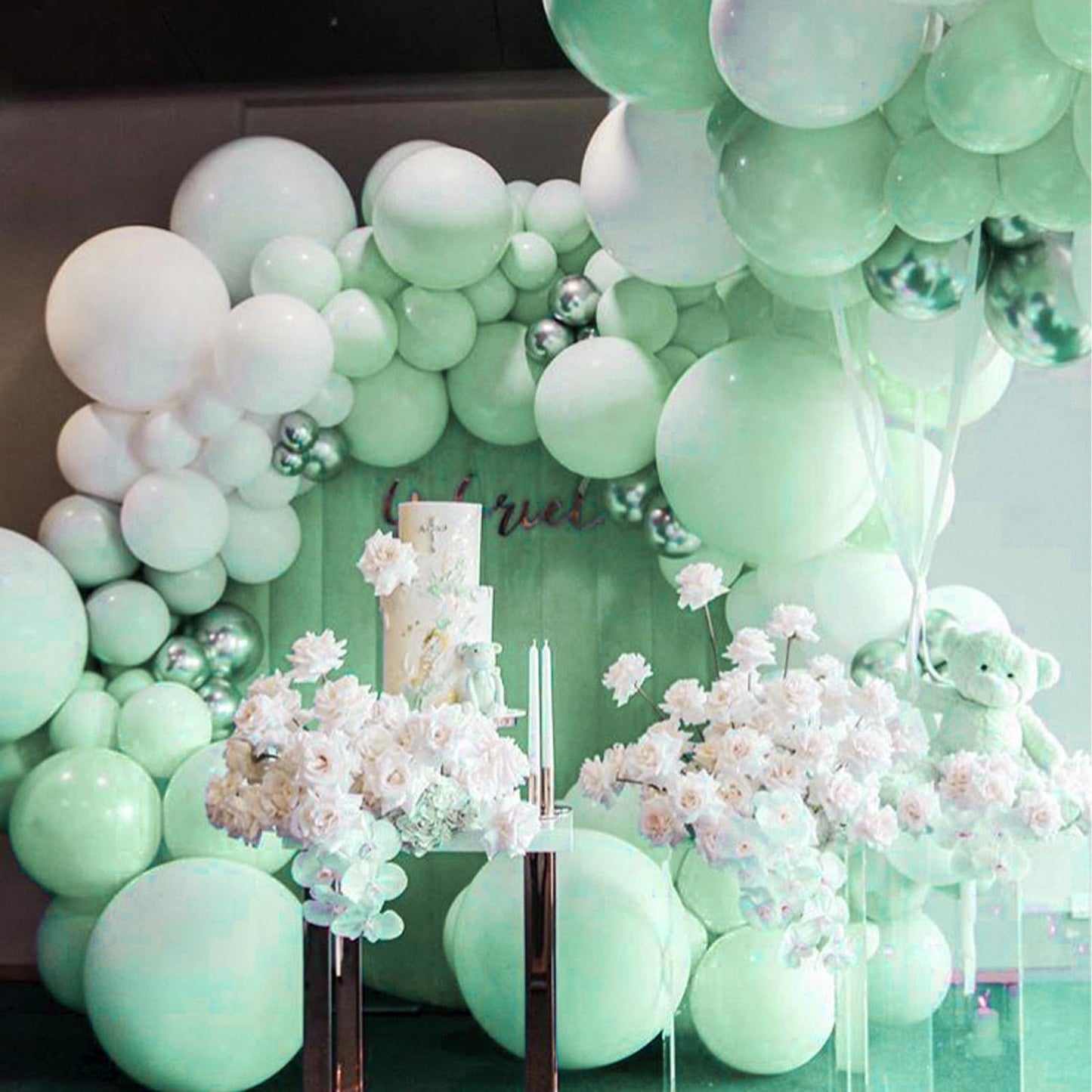 PartyWoo Light Green Balloons Pack – 127pcs Mint Pastel Balloons for Baby Shower, Birthday & Party Decor