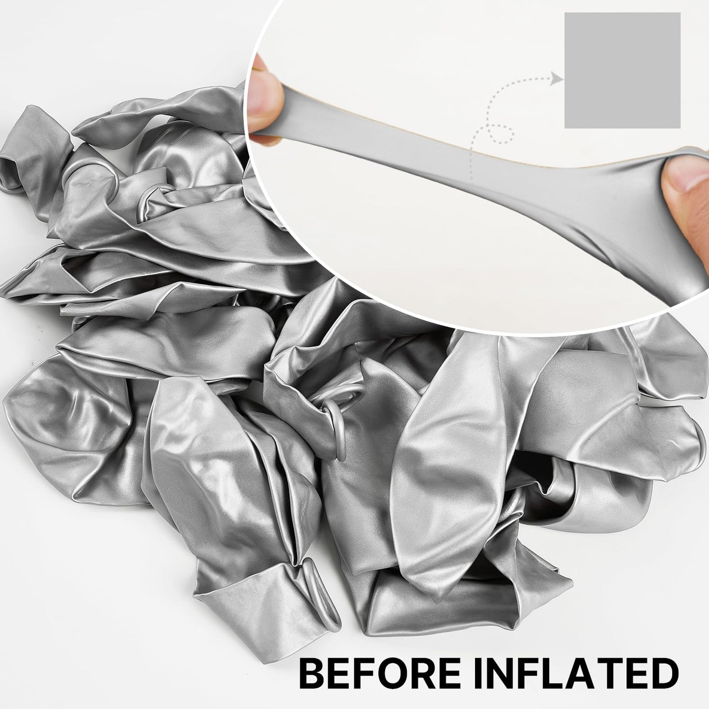 PartyWoo Metallic Silver Balloons – 50 Pack, 12-Inch Latex
