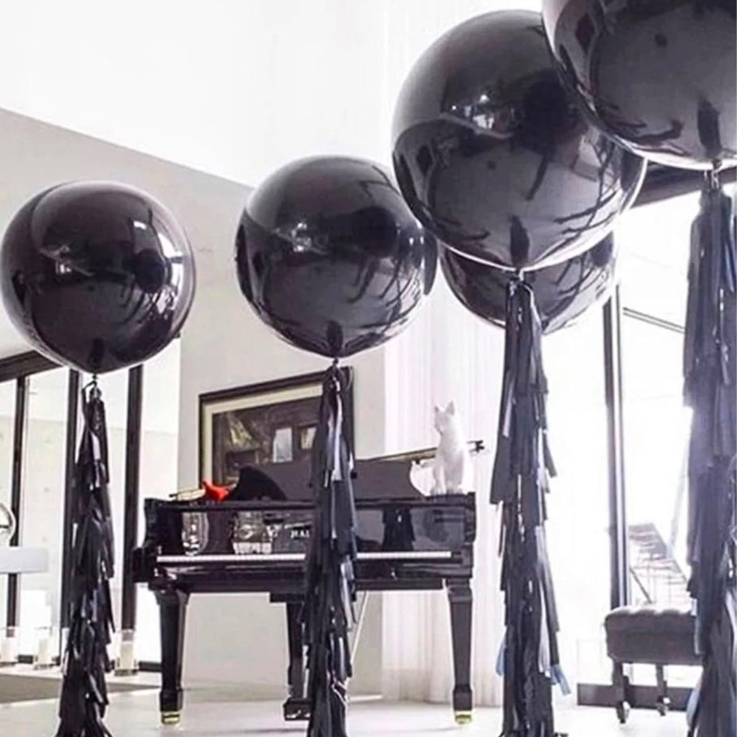 PartyWoo Black 36in Latex Balloons – 4pc Matte, Ideal for Parties & Celebrations