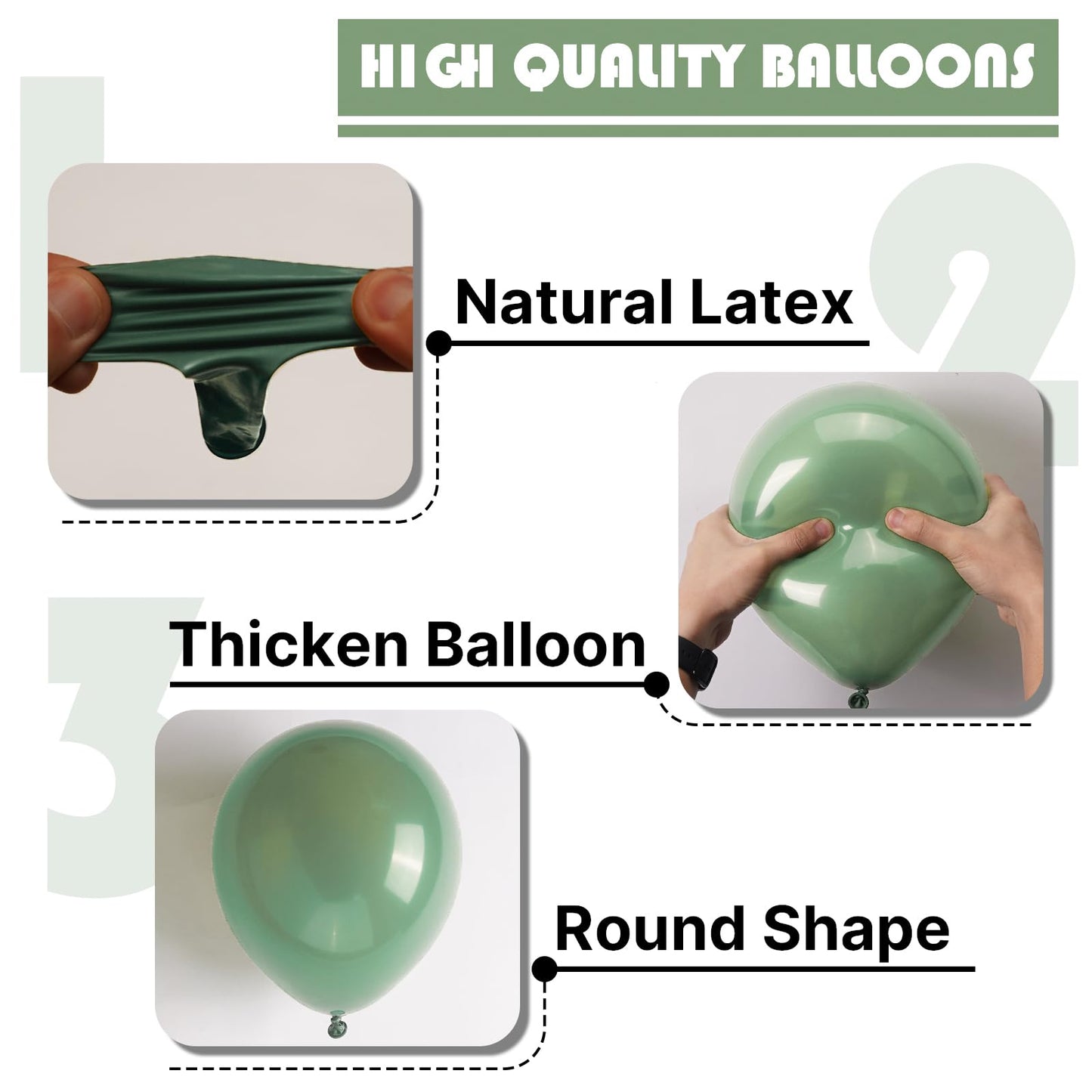 PartyWoo Dusty Green Balloons – 50ct, 5in Matte Sage (Boho)