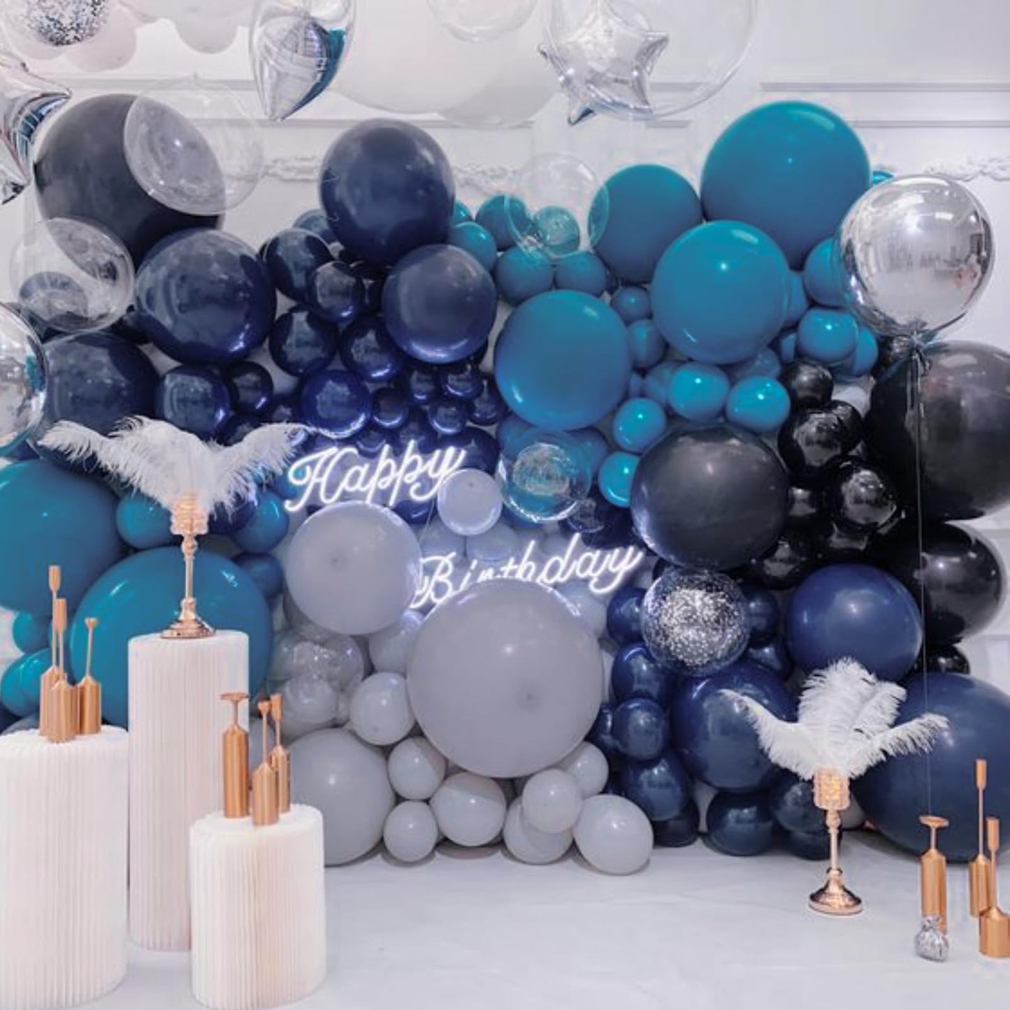 PartyWoo Metallic Navy Blue Balloons 50pc, 12in Chrome Blue for Celebrations