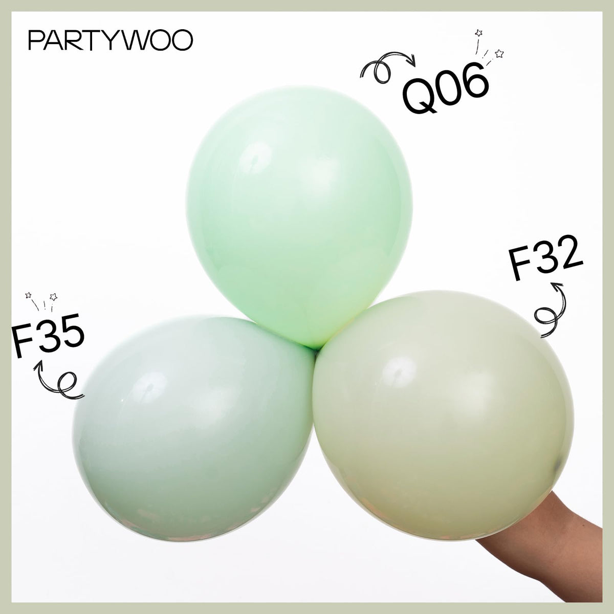 PartyWoo Mint Green Balloons – 50 Pack, 12” Latex Balloons for Parties